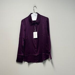 Ravella Rich Purple Silk Button Down Shirt
